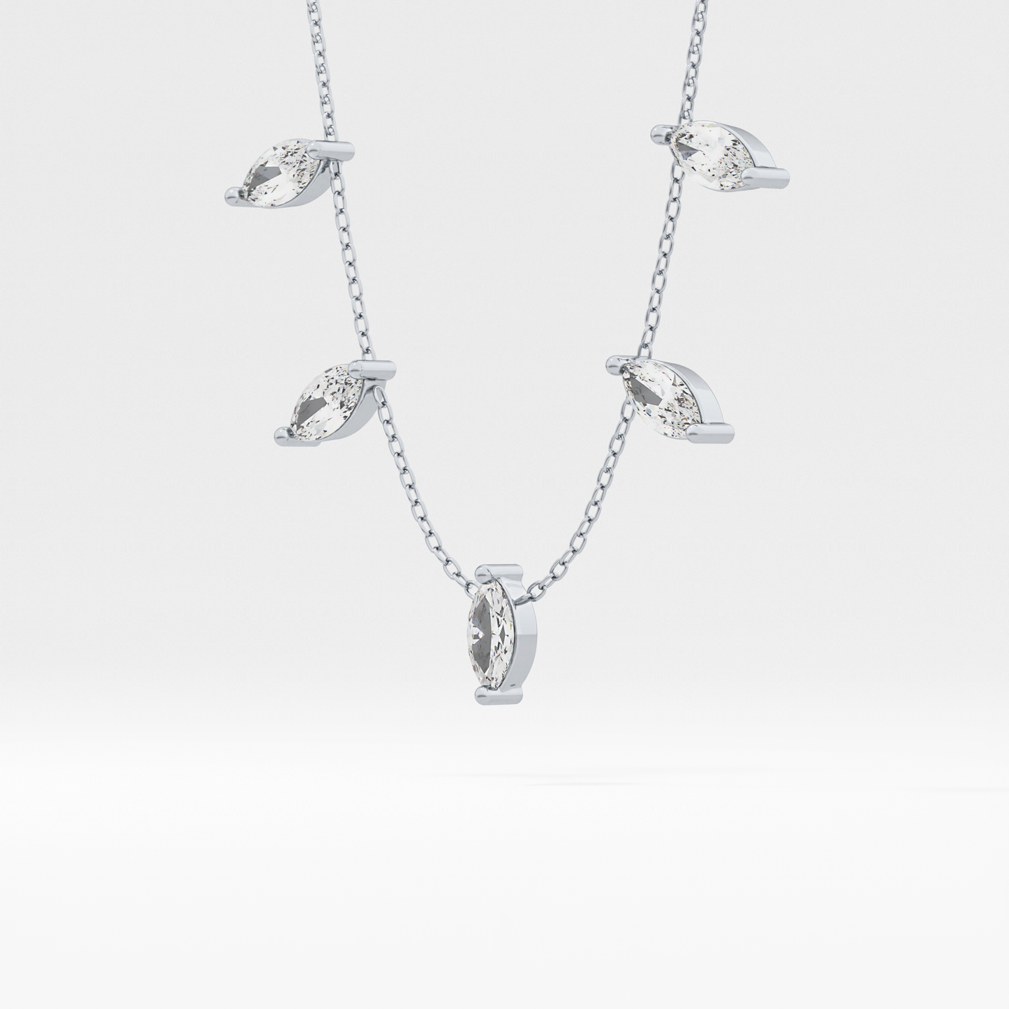 0.88 TCW Marquise Lab Grown Diamond Five Stone Pendant Necklace