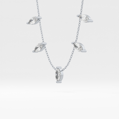 0.88 TCW Marquise Lab Grown Diamond Five Stone Pendant Necklace