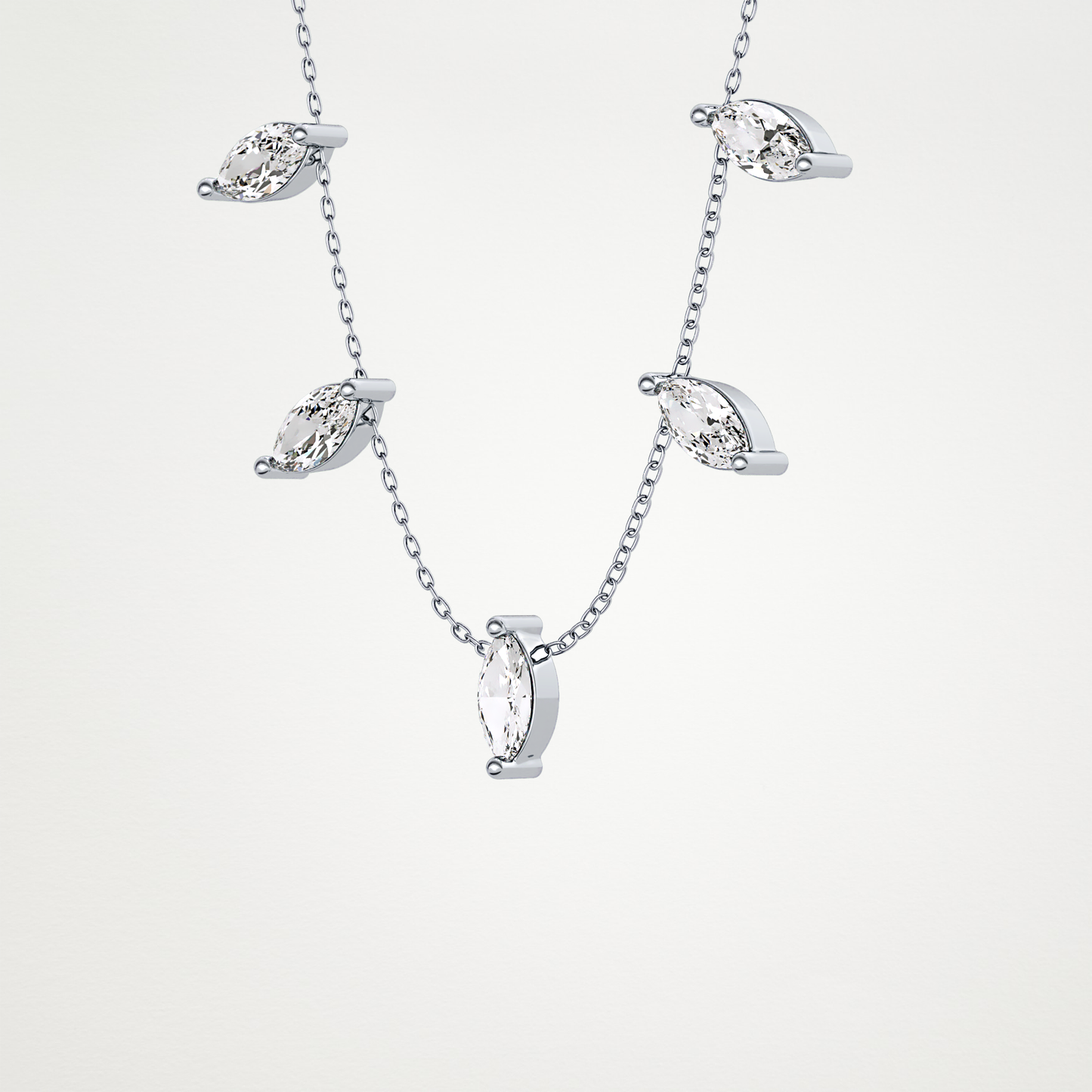 0.88 TCW Marquise Lab Grown Diamond Five Stone Pendant Necklace