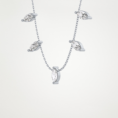 0.88 TCW Marquise Lab Grown Diamond Five Stone Pendant Necklace