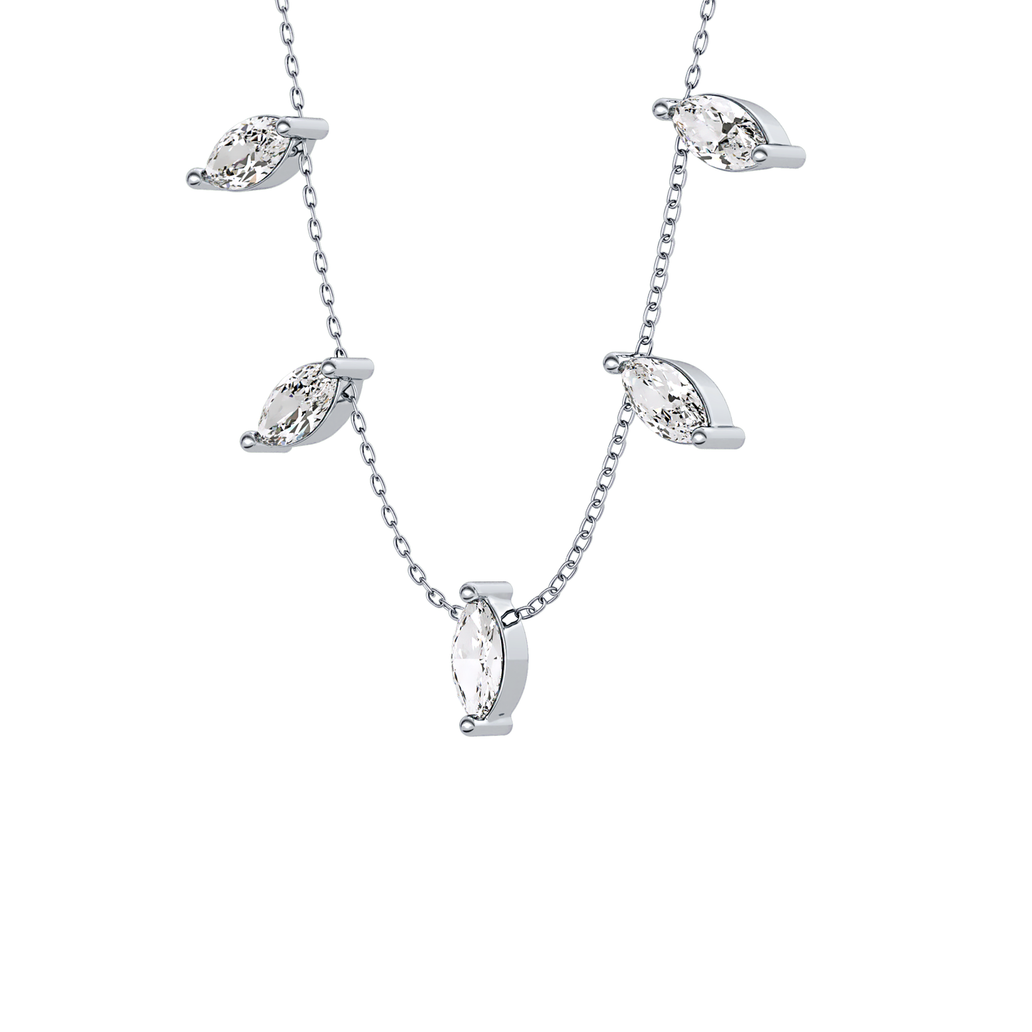 0.88 TCW Marquise Lab Grown Diamond Five Stone Pendant Necklace