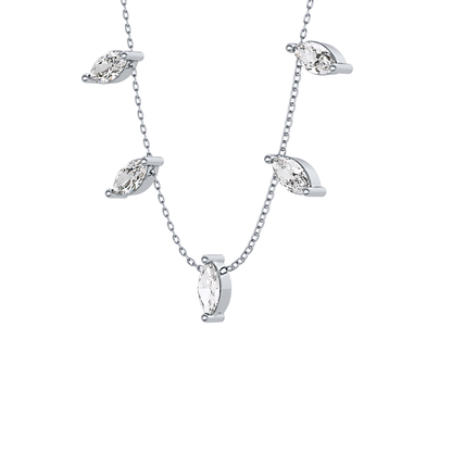 0.88 TCW Marquise Lab Grown Diamond Five Stone Pendant Necklace