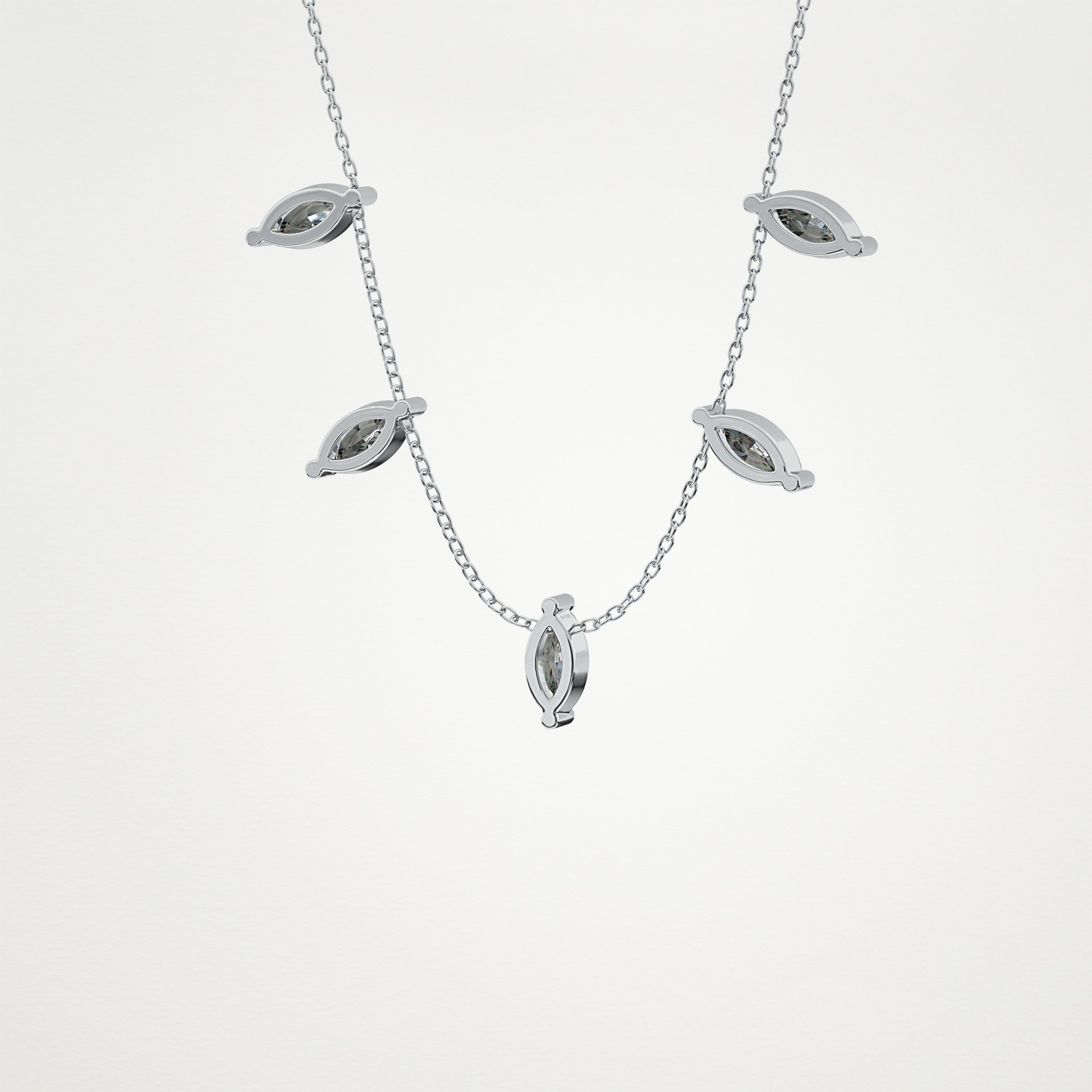 0.88 TCW Marquise Lab Grown Diamond Five Stone Pendant Necklace