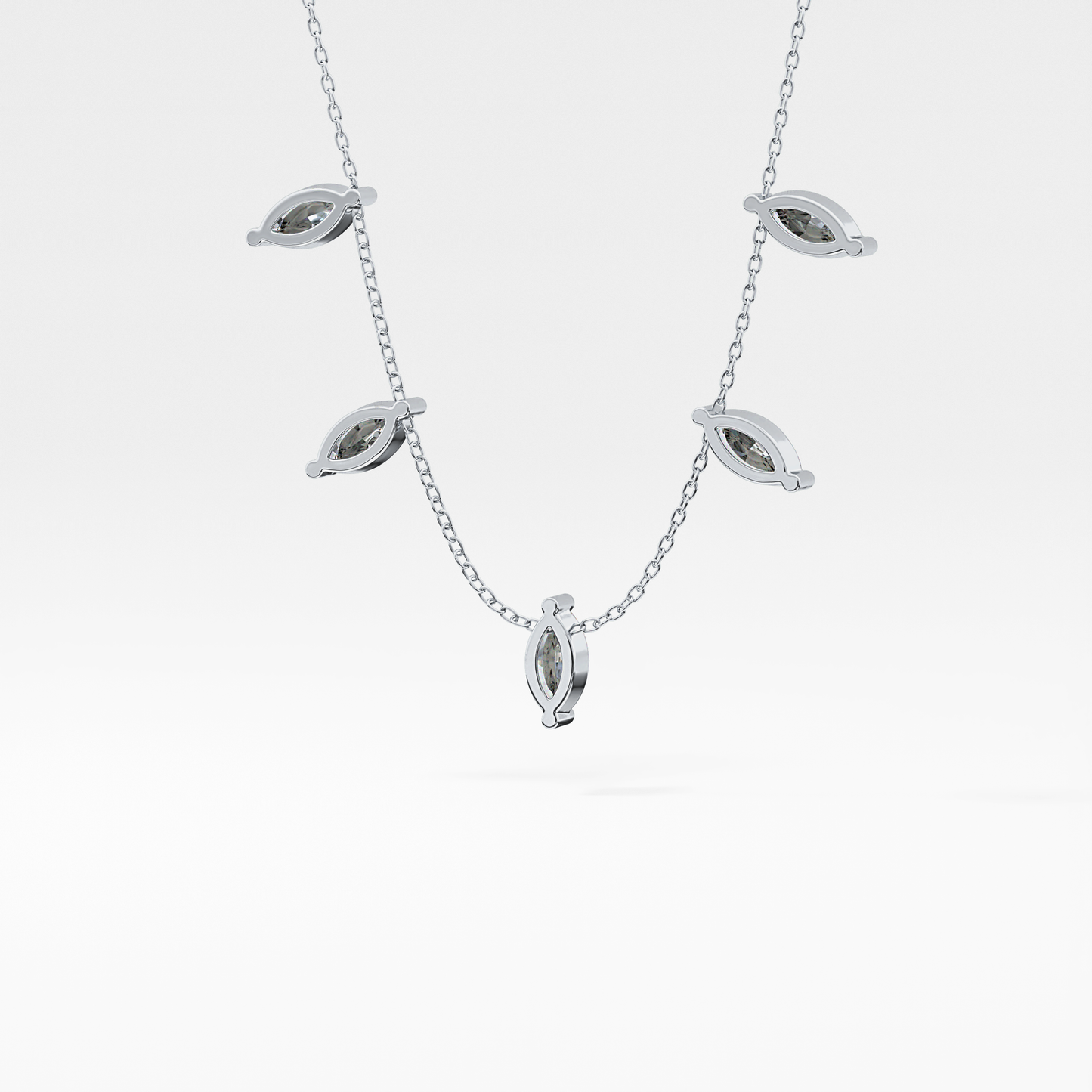 0.88 TCW Marquise Lab Grown Diamond Five Stone Pendant Necklace