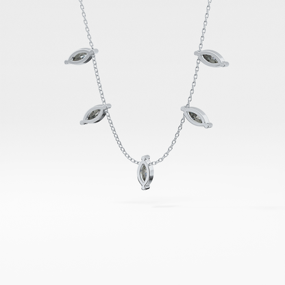 0.88 TCW Marquise Lab Grown Diamond Five Stone Pendant Necklace