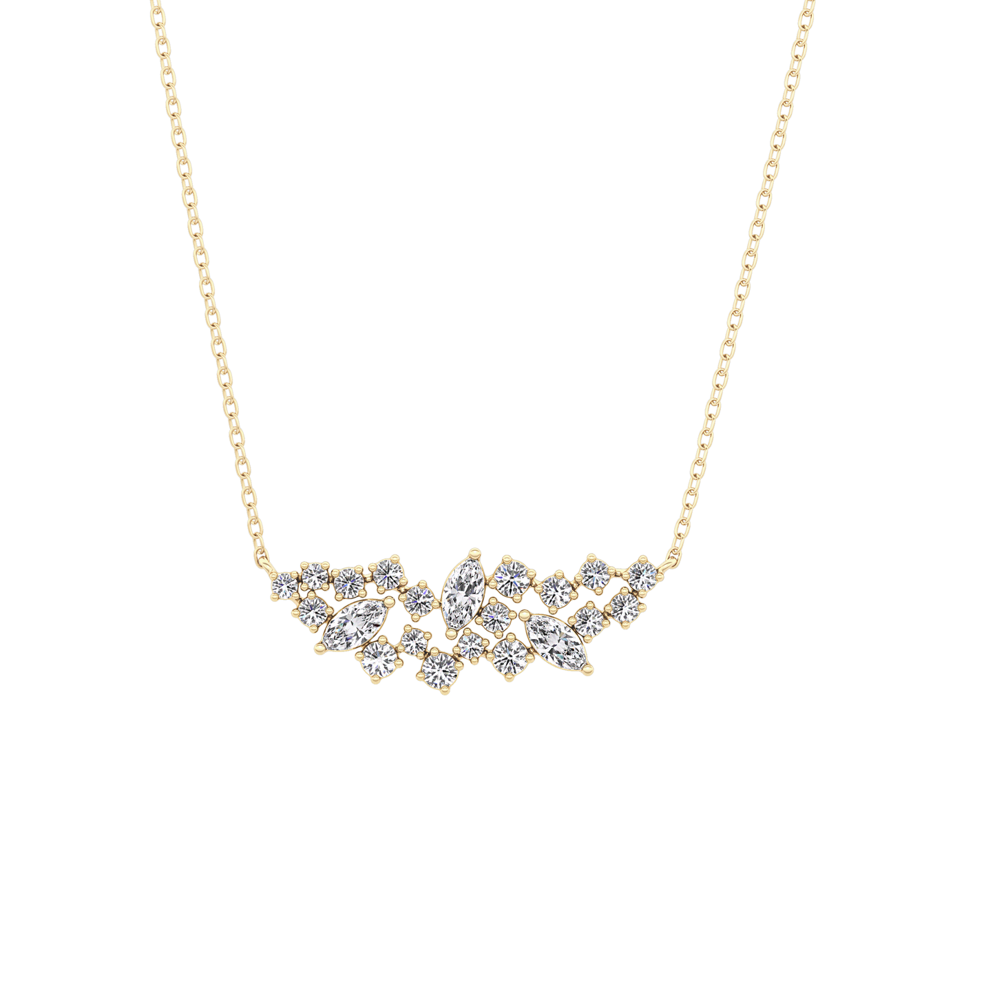 0.248 TCW Round & Marquise Lab Grown Diamond Multi Stone Pendant Necklace