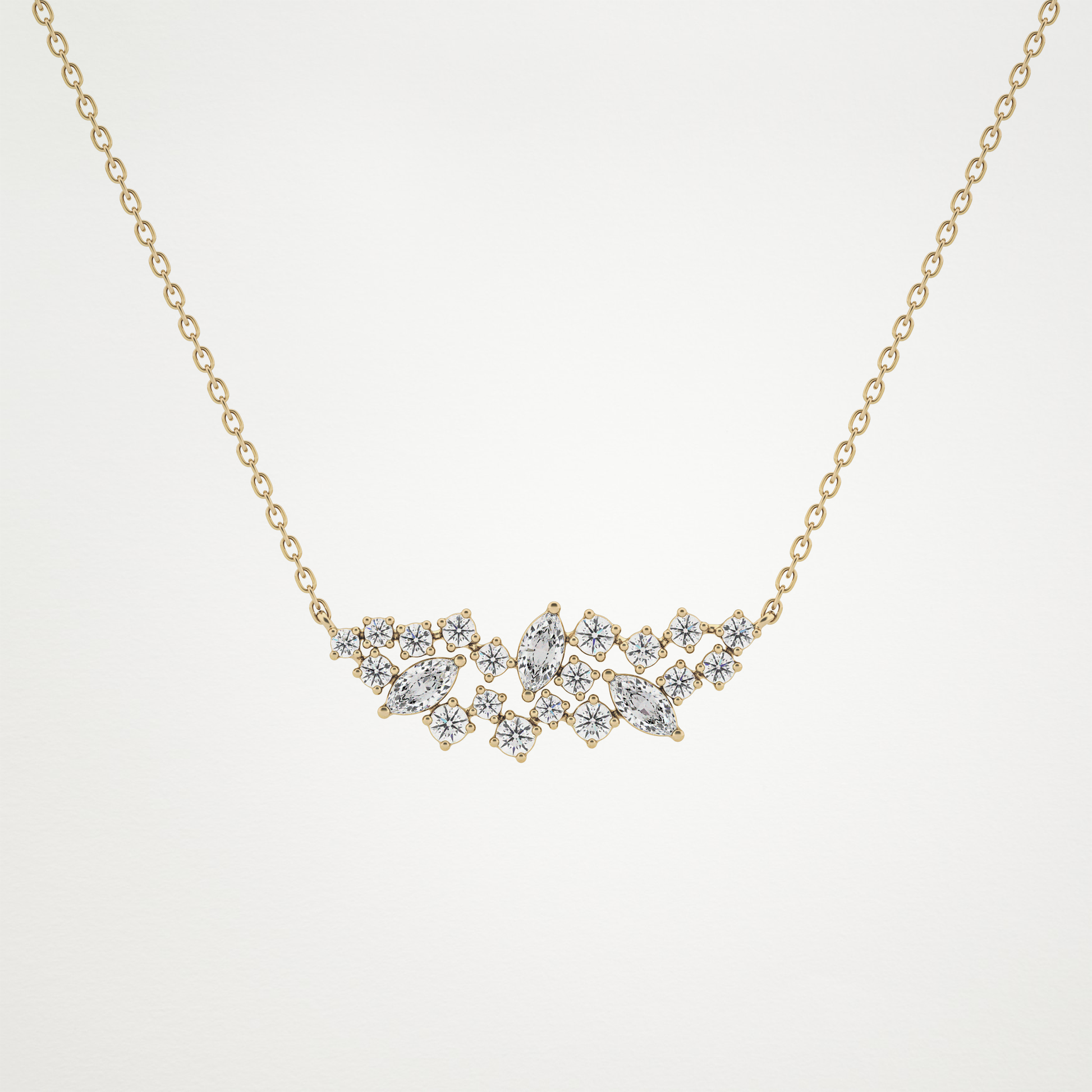 0.248 TCW Round & Marquise Lab Grown Diamond Multi Stone Pendant Necklace