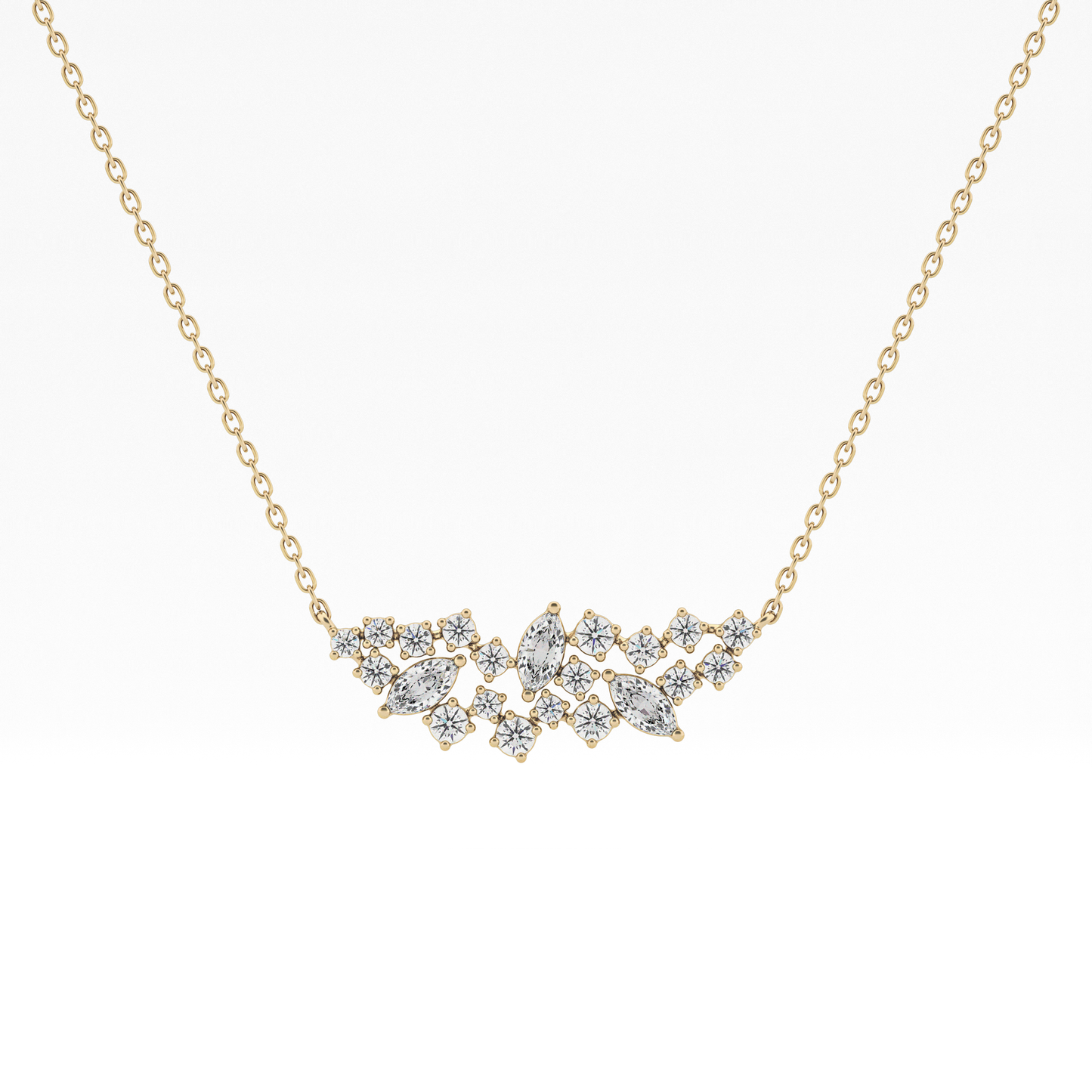 0.248 TCW Round & Marquise Lab Grown Diamond Multi Stone Pendant Necklace