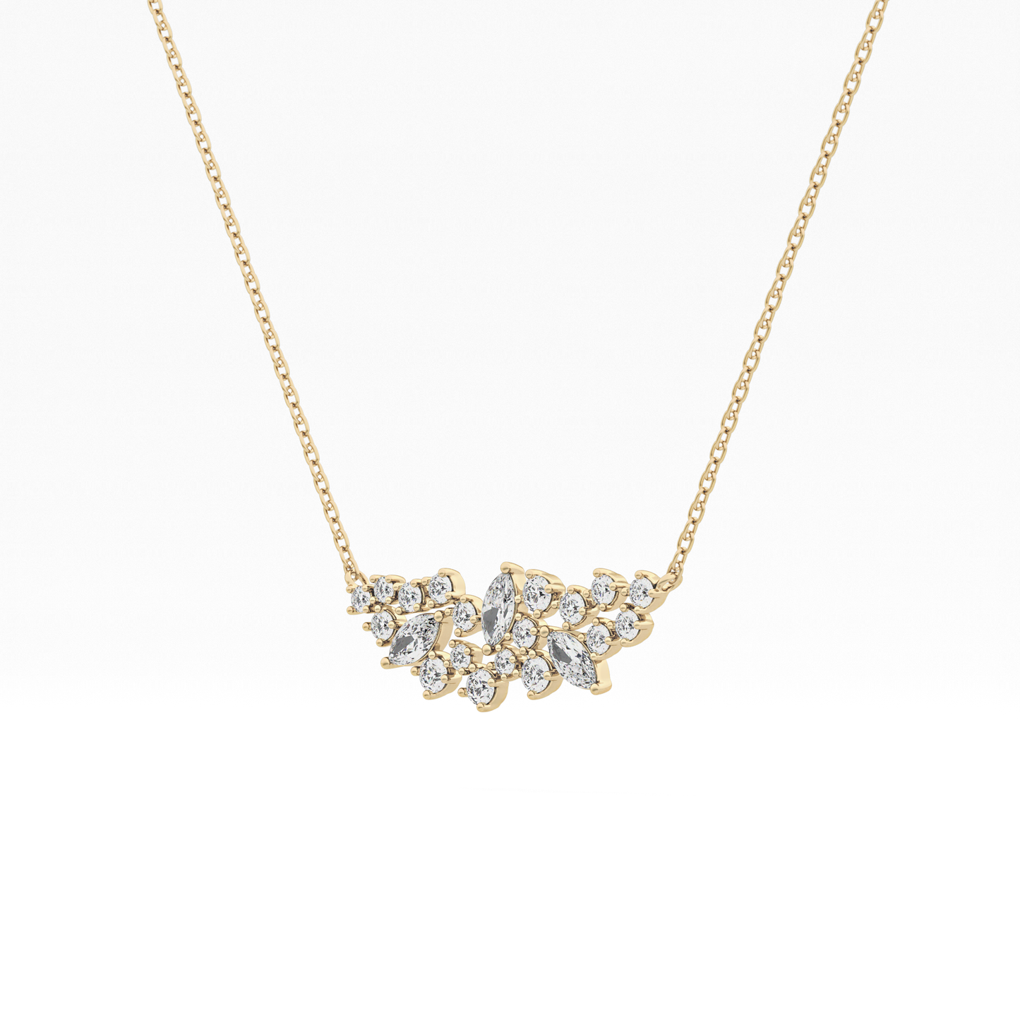0.248 TCW Round & Marquise Lab Grown Diamond Multi Stone Pendant Necklace