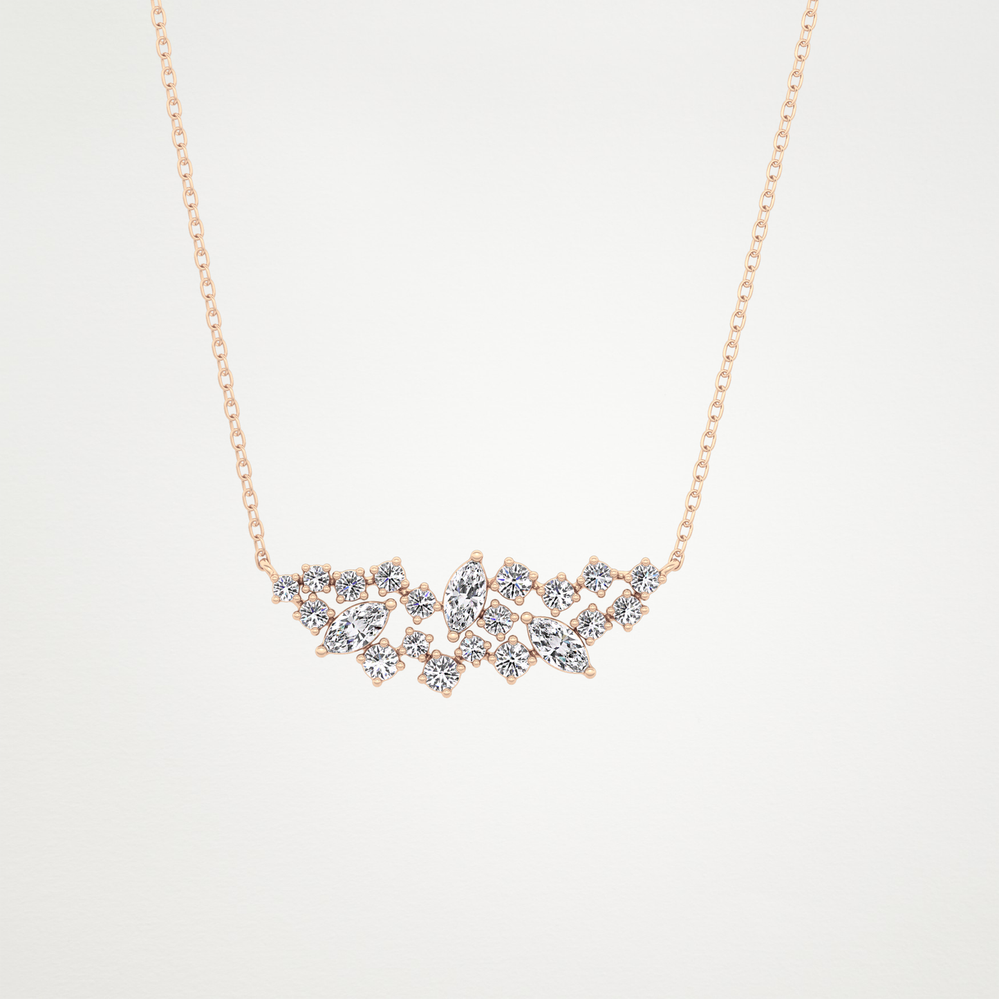 0.248 TCW Round & Marquise Lab Grown Diamond Multi Stone Pendant Necklace