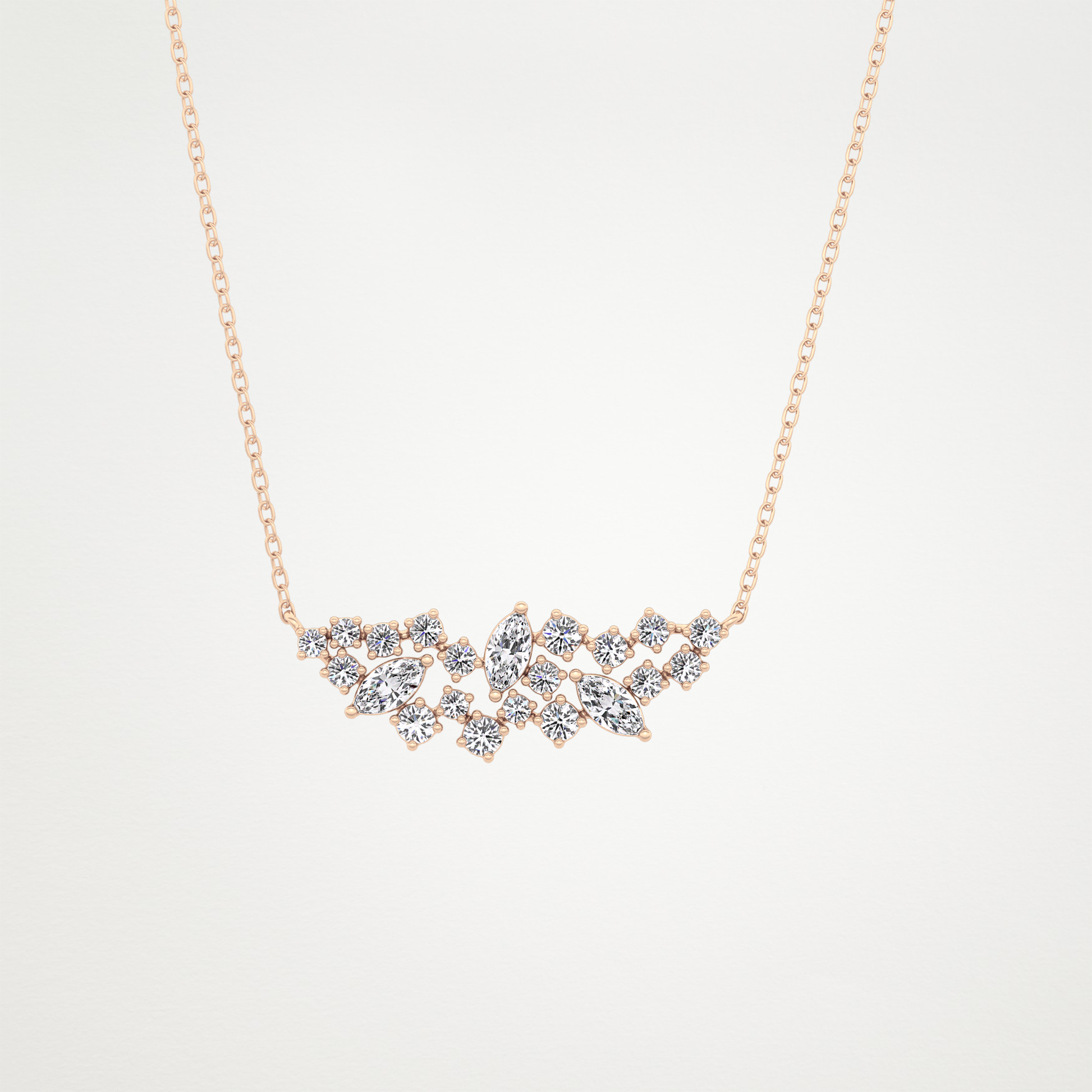 0.248 TCW Round & Marquise Lab Grown Diamond Multi Stone Pendant Necklace