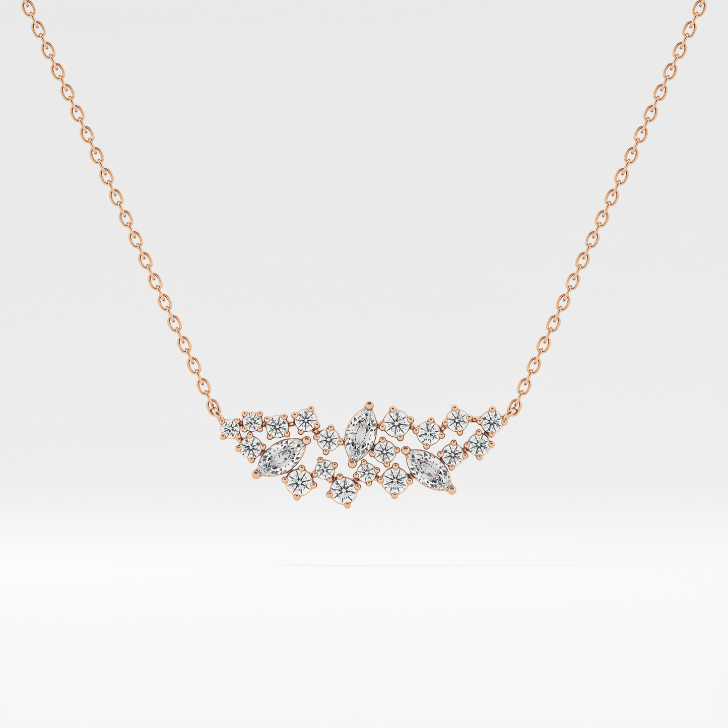 0.248 TCW Round & Marquise Lab Grown Diamond Multi Stone Pendant Necklace