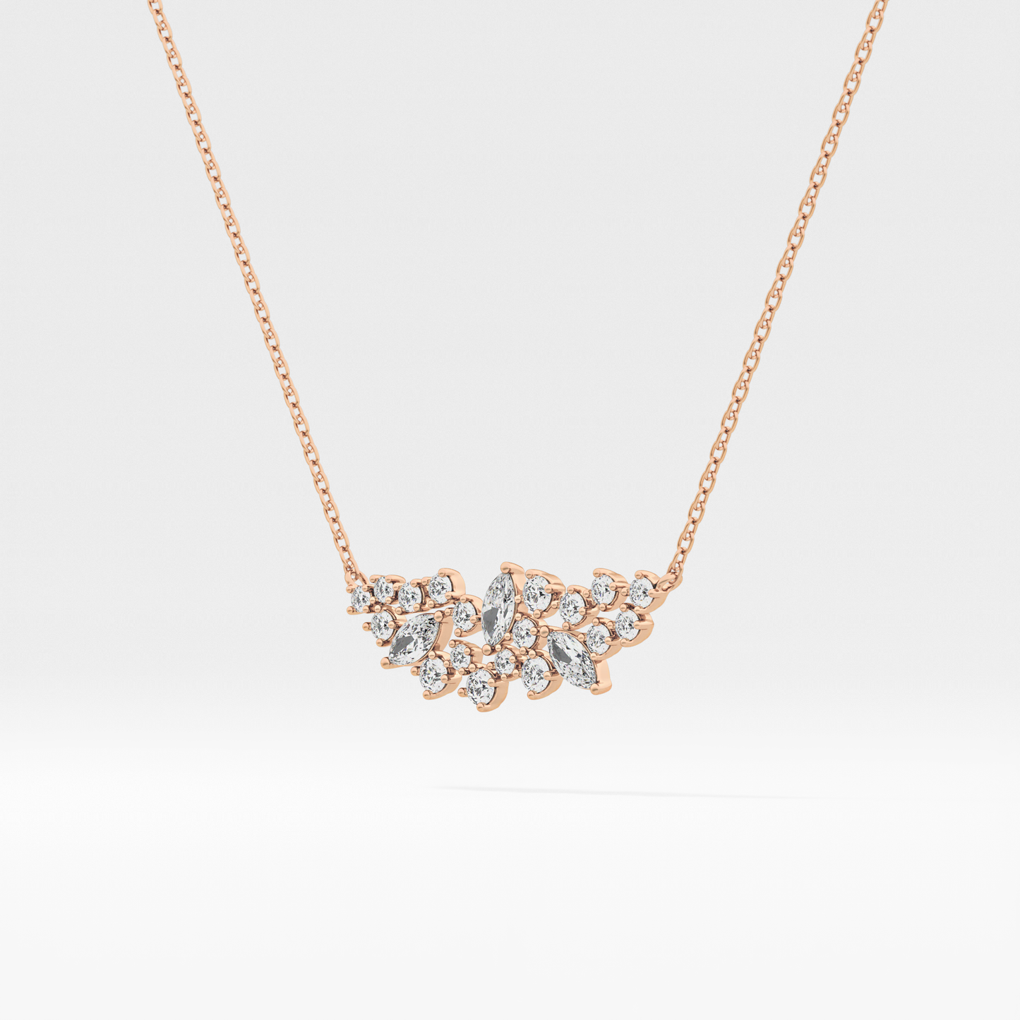 0.248 TCW Round & Marquise Lab Grown Diamond Multi Stone Pendant Necklace