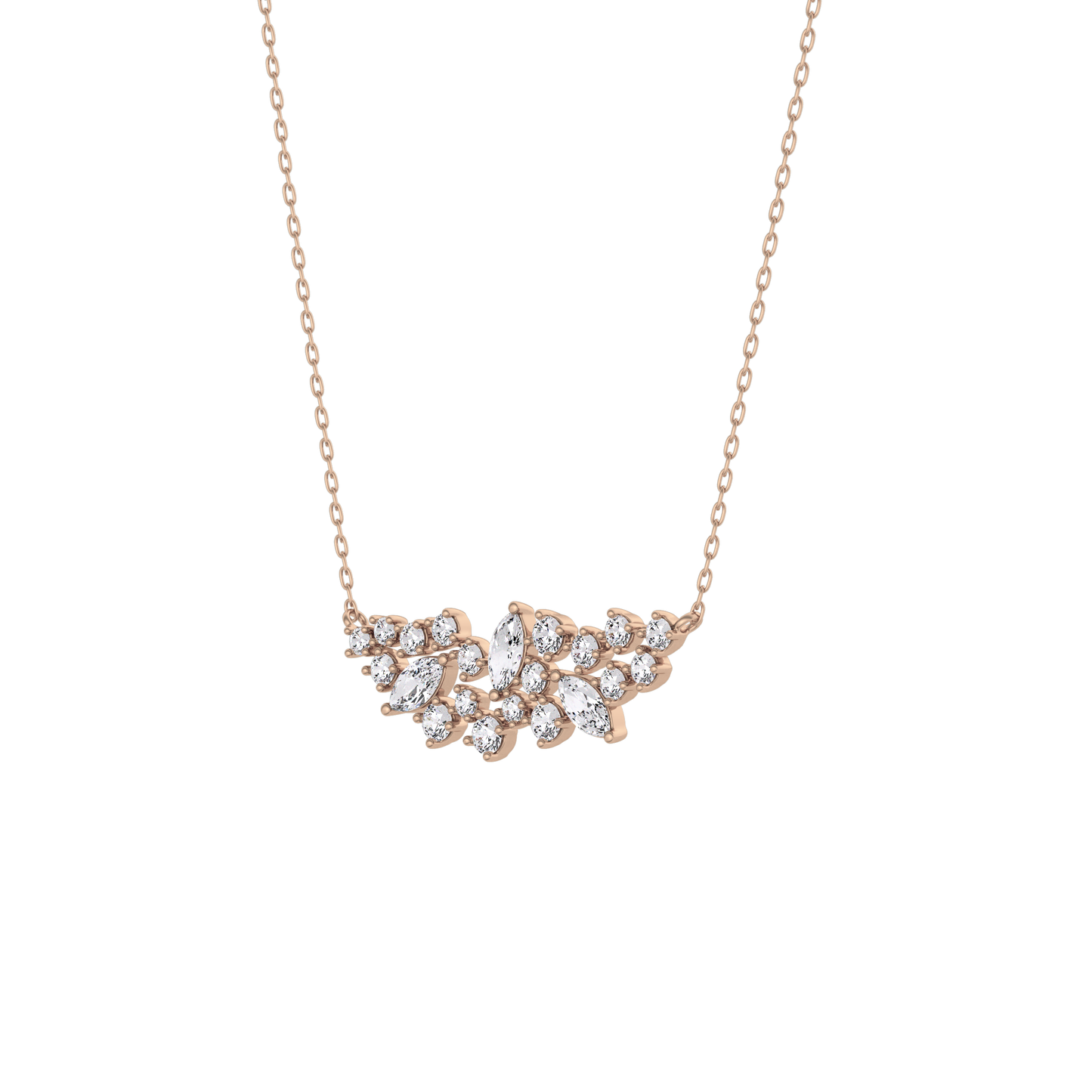 0.248 TCW Round & Marquise Lab Grown Diamond Multi Stone Pendant Necklace