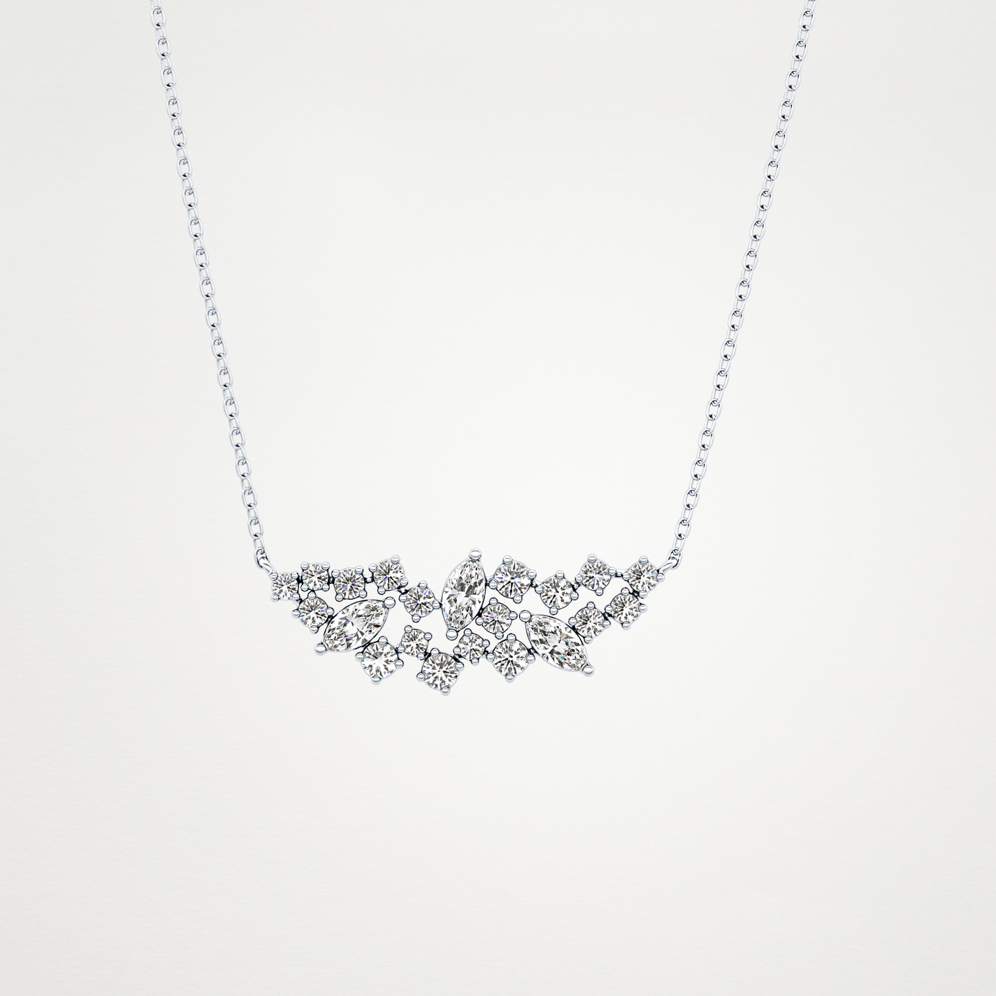 0.248 TCW Round & Marquise Lab Grown Diamond Multi Stone Pendant Necklace