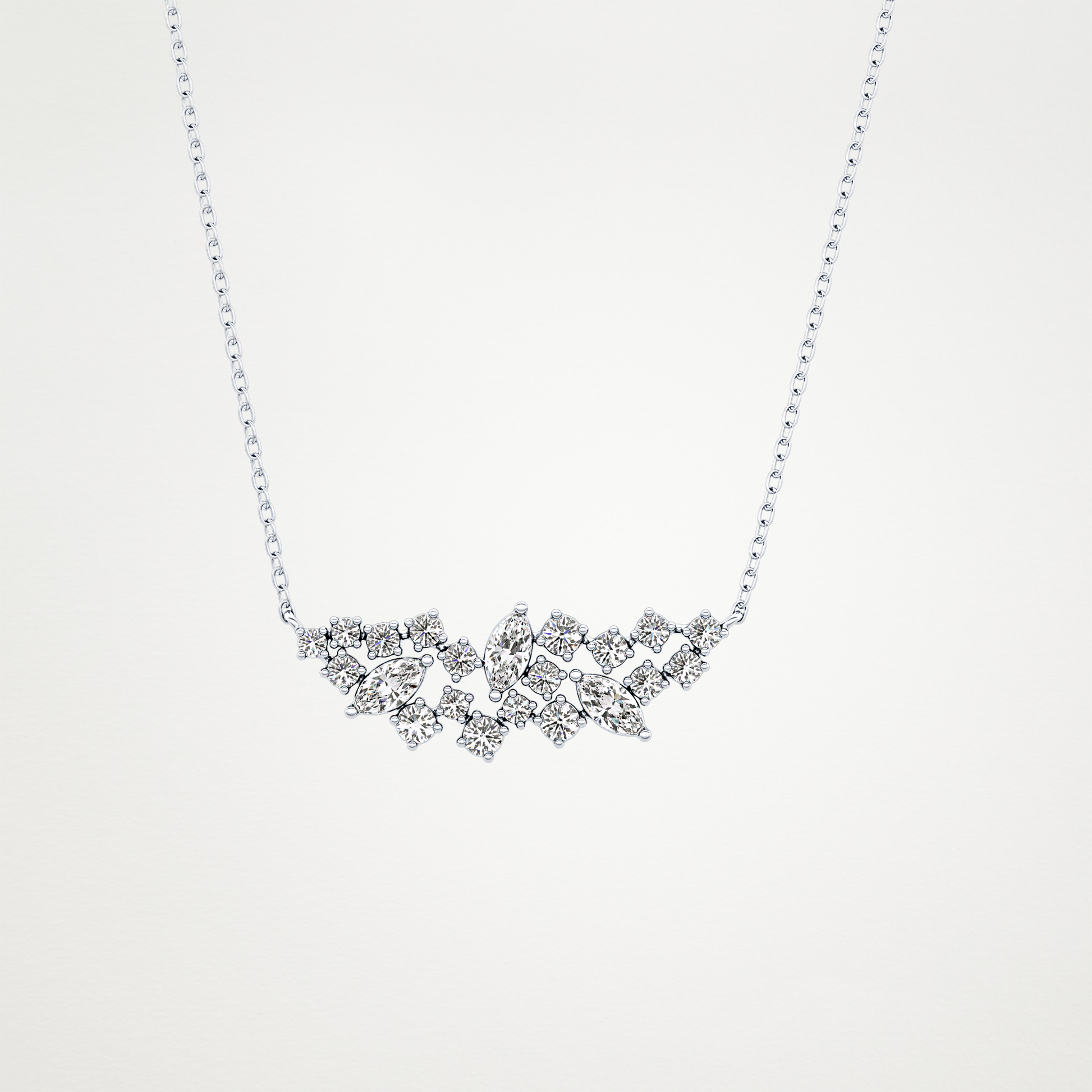 0.248 TCW Round & Marquise Lab Grown Diamond Multi Stone Pendant Necklace