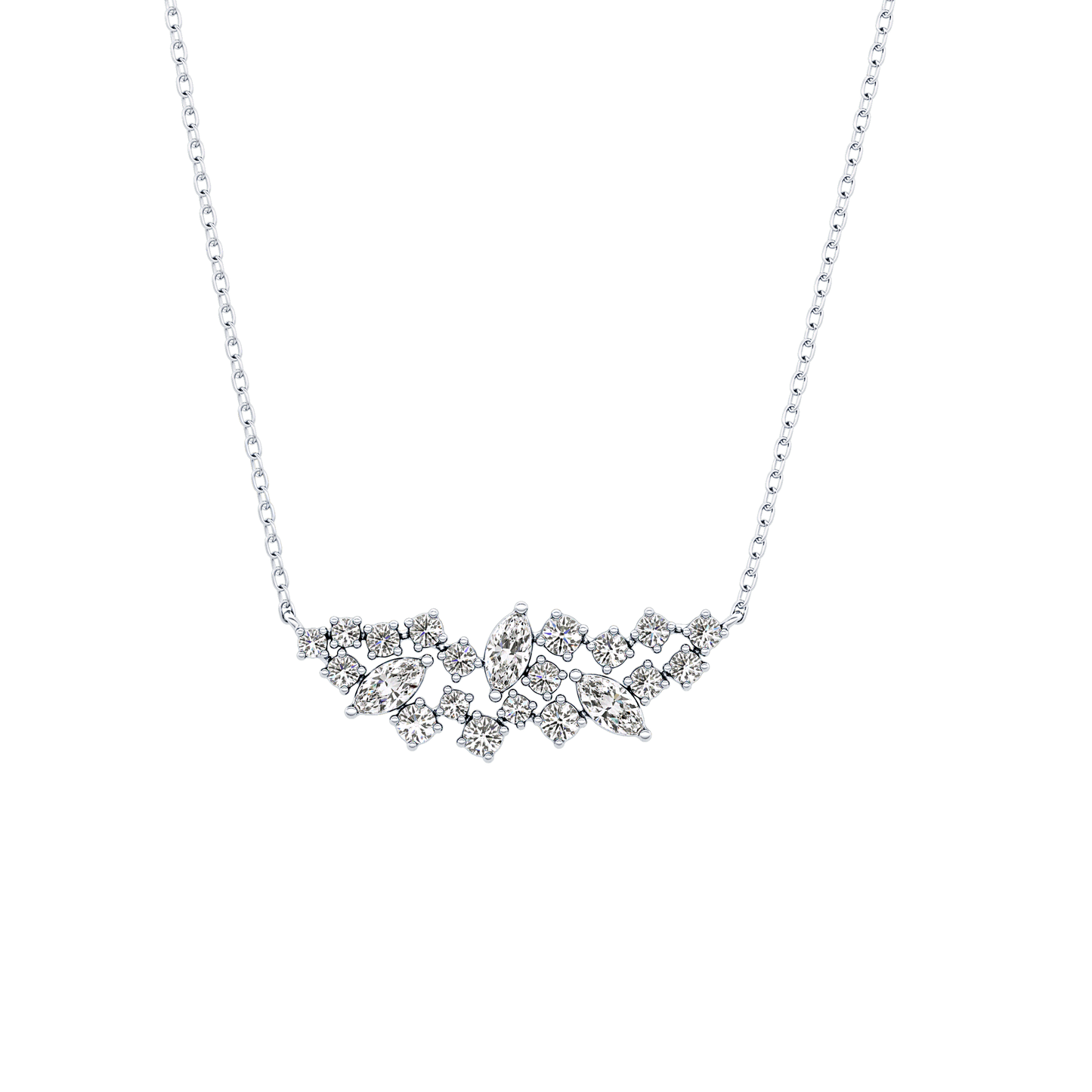 0.248 TCW Round & Marquise Lab Grown Diamond Multi Stone Pendant Necklace