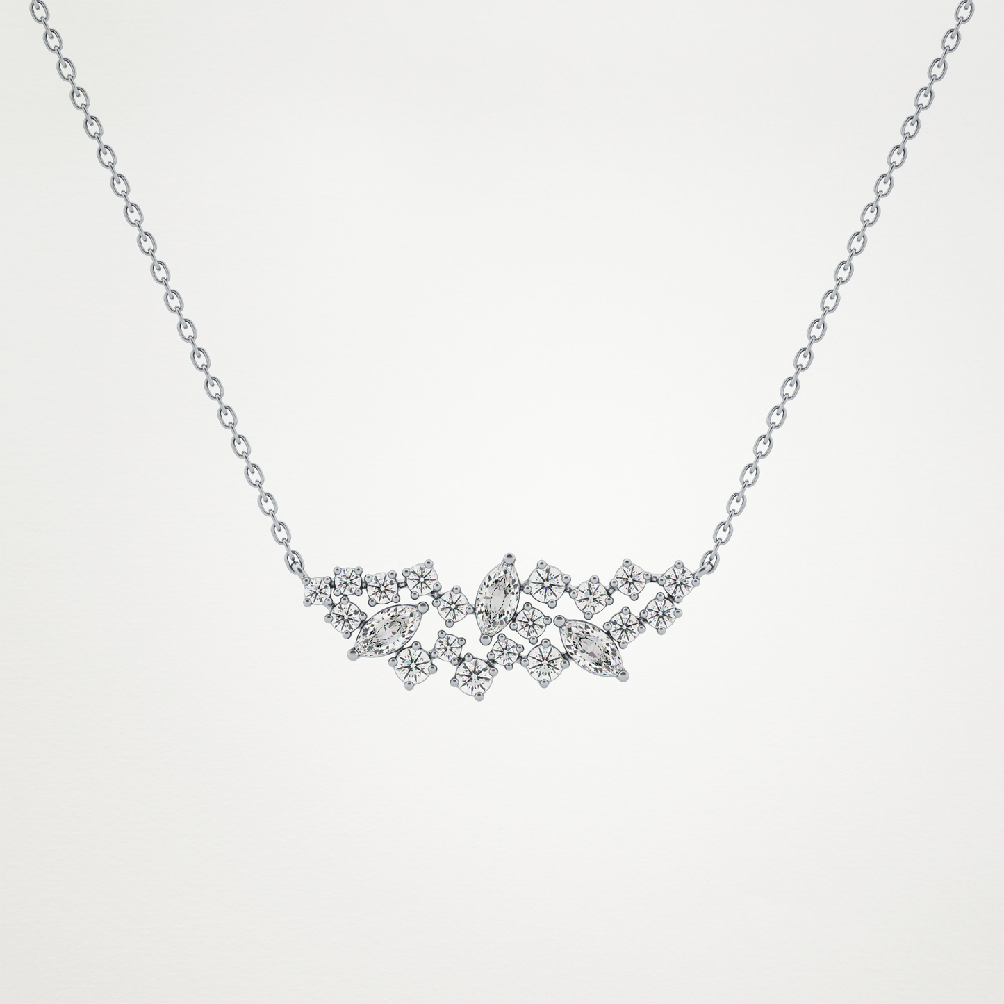 0.248 TCW Round & Marquise Lab Grown Diamond Multi Stone Pendant Necklace