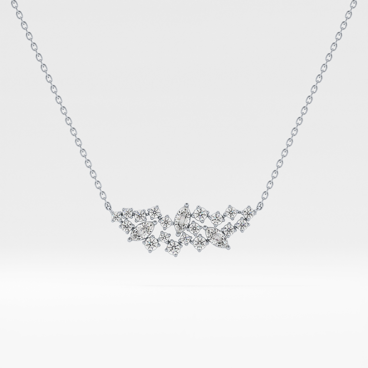 0.248 TCW Round & Marquise Lab Grown Diamond Multi Stone Pendant Necklace