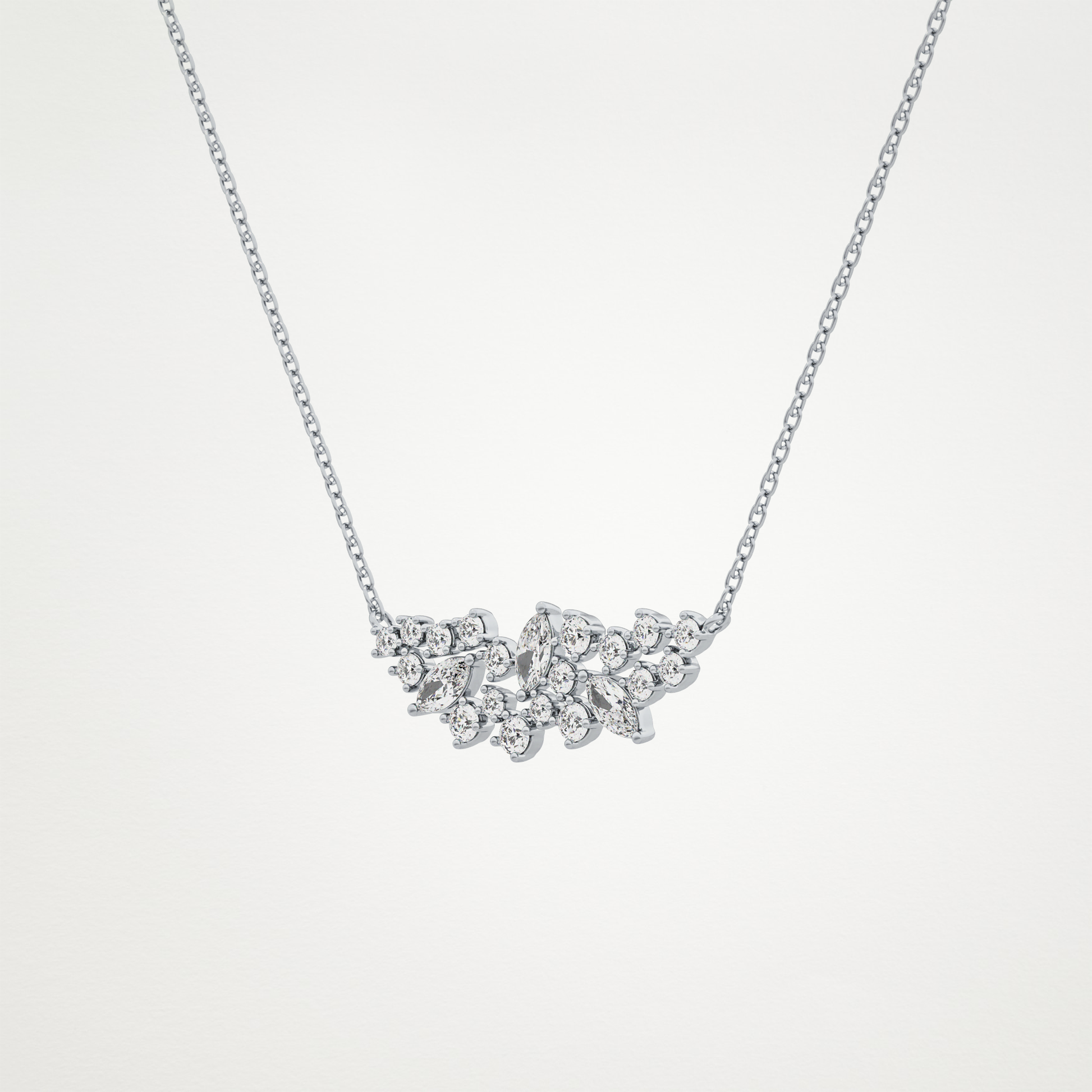 0.248 TCW Round & Marquise Lab Grown Diamond Multi Stone Pendant Necklace