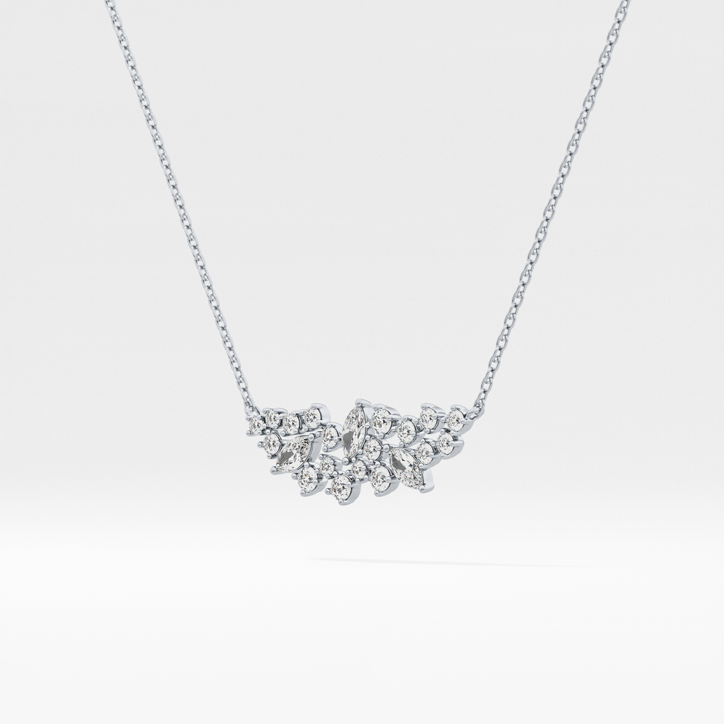 0.248 TCW Round & Marquise Lab Grown Diamond Multi Stone Pendant Necklace