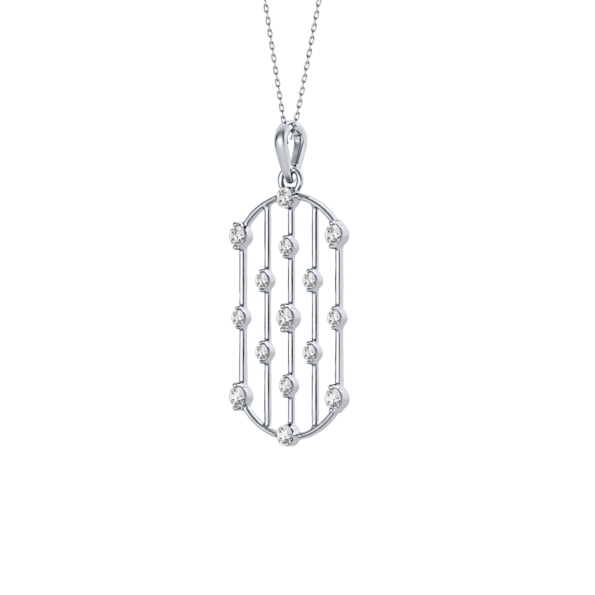 1.5 TCW Emerald Lab Grown Diamond Bezel Necklace