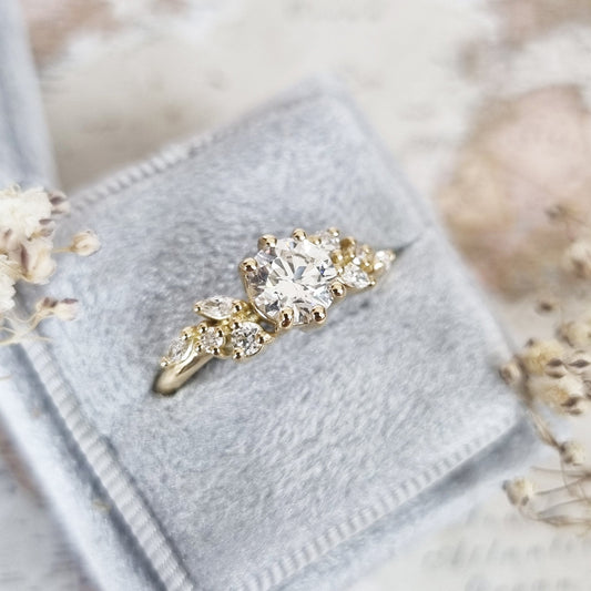 Round Cluster Lab Grown Diamond Engagement Ring