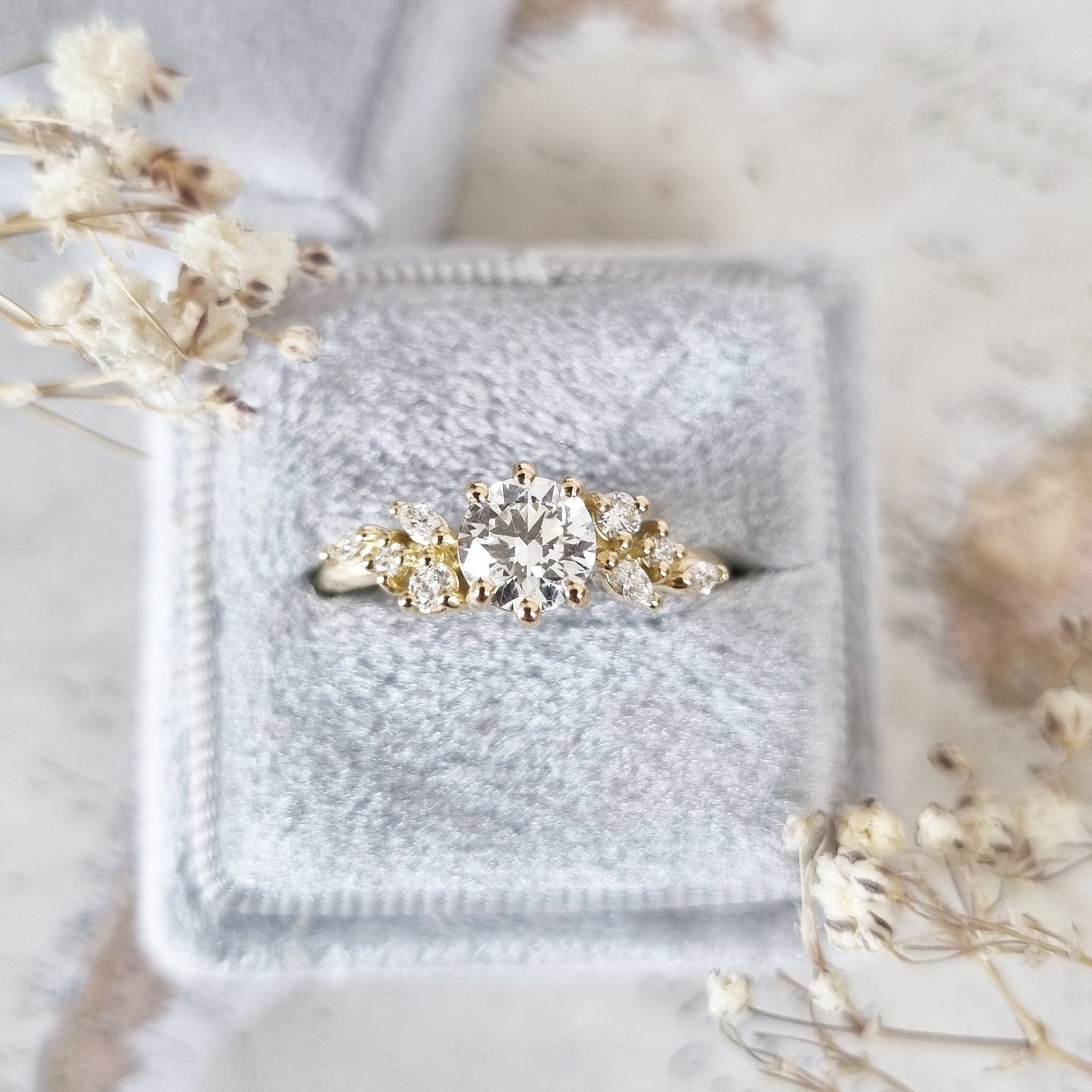 Round Cluster Lab Grown Diamond Engagement Ring