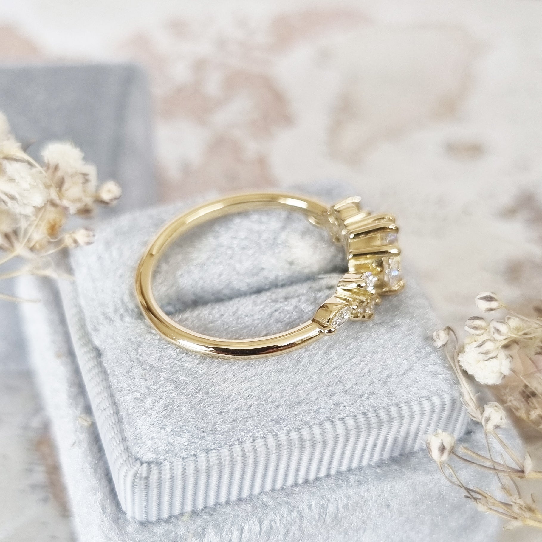 Round Cluster Lab Grown Diamond Engagement Ring