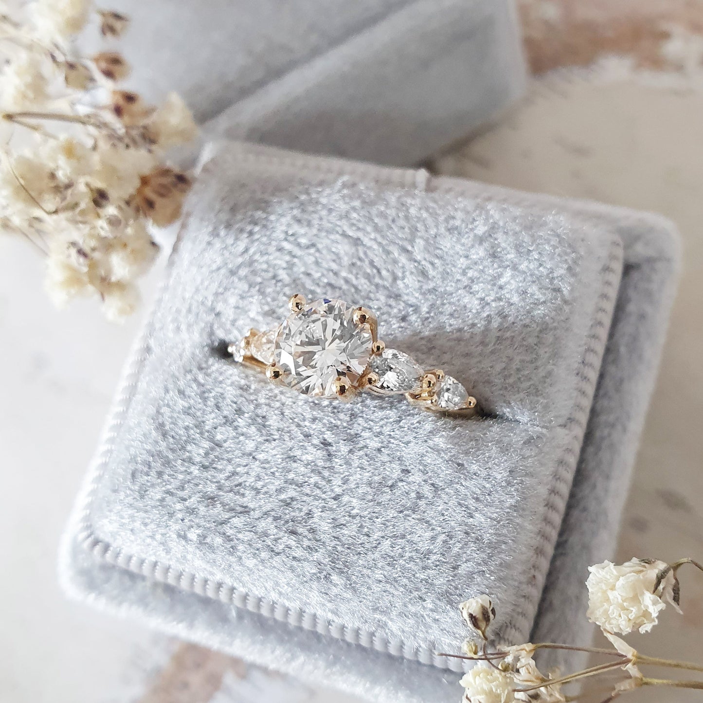 1.0 CT Round Three Stones Lab Grown Diamond Engagement Ring