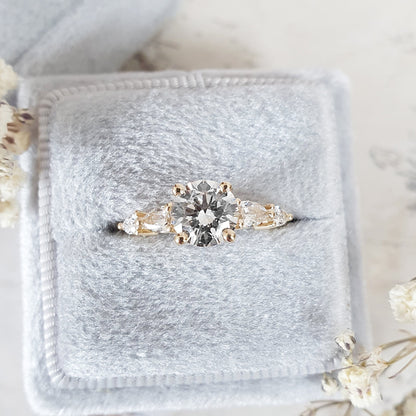 1.0 CT Round Three Stones Lab Grown Diamond Engagement Ring