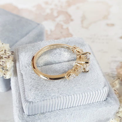 1.0 CT Round Three Stones Lab Grown Diamond Engagement Ring