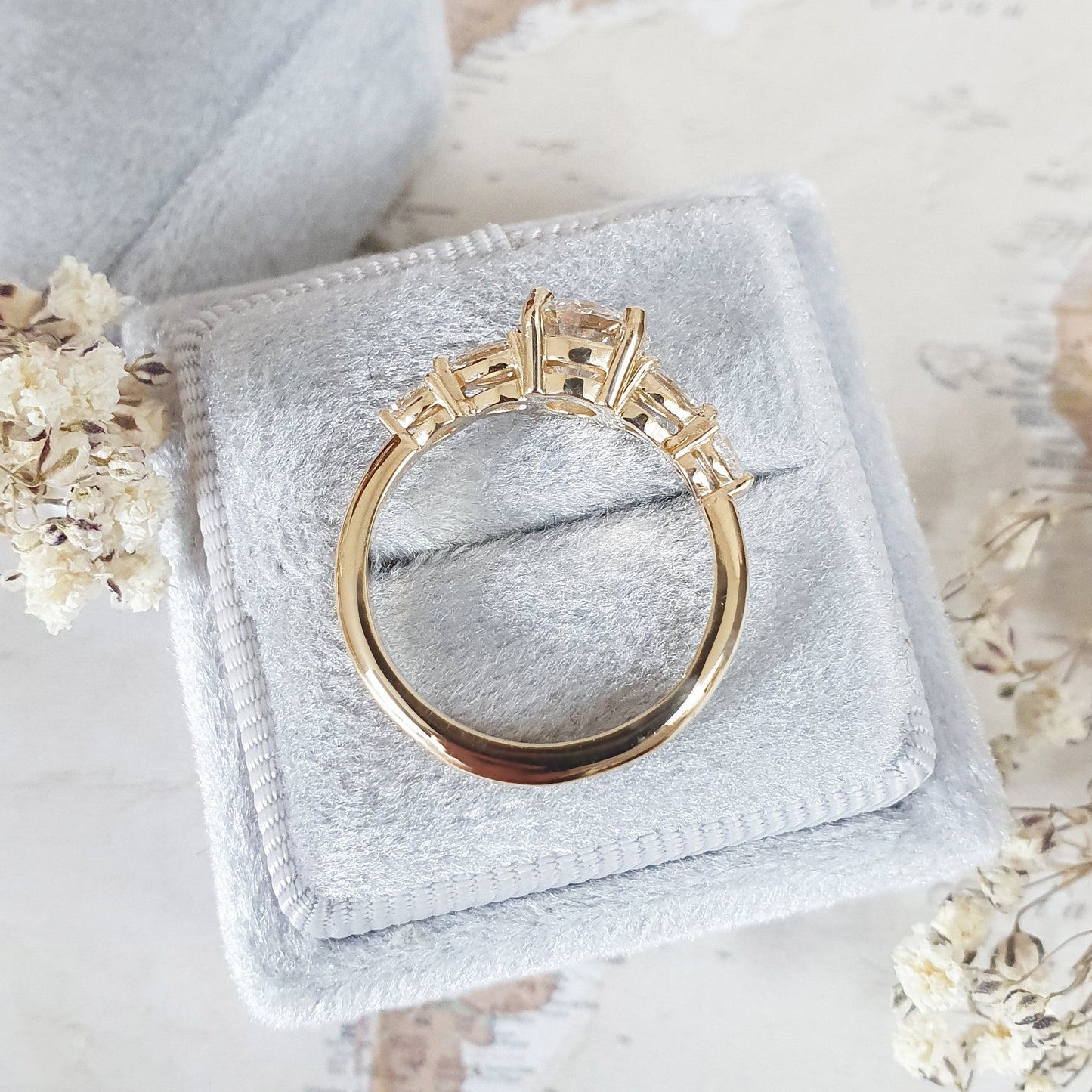 1.0 CT Round Three Stones Lab Grown Diamond Engagement Ring