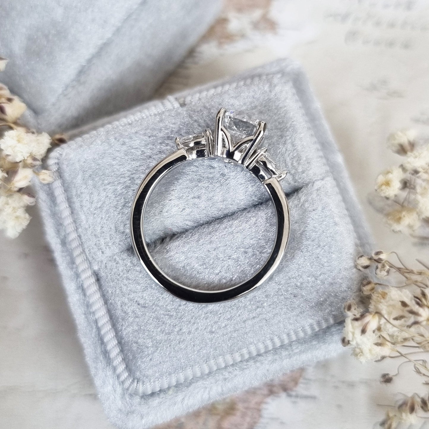 1.0 CT Round Three Stones Lab Grown Diamond Engagement Ring