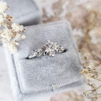 Round Cluster Lab Grown Diamond Engagement Ring