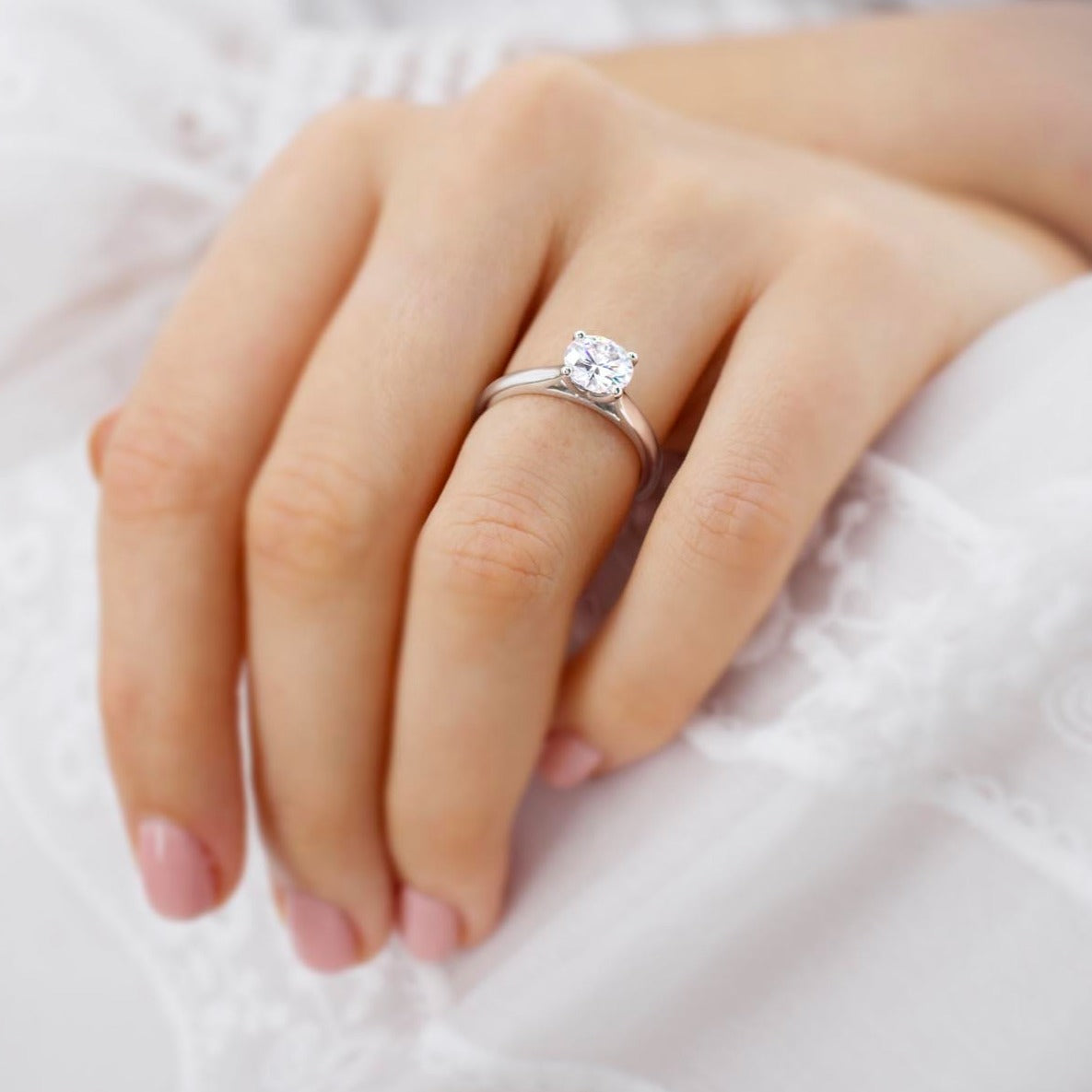 Round Solitaire Lab Grown Diamond Engagement Ring