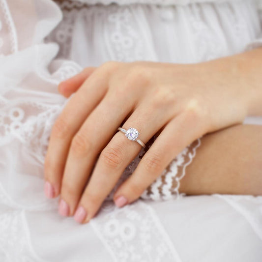 Round Solitaire Lab Grown Diamond Engagement Ring