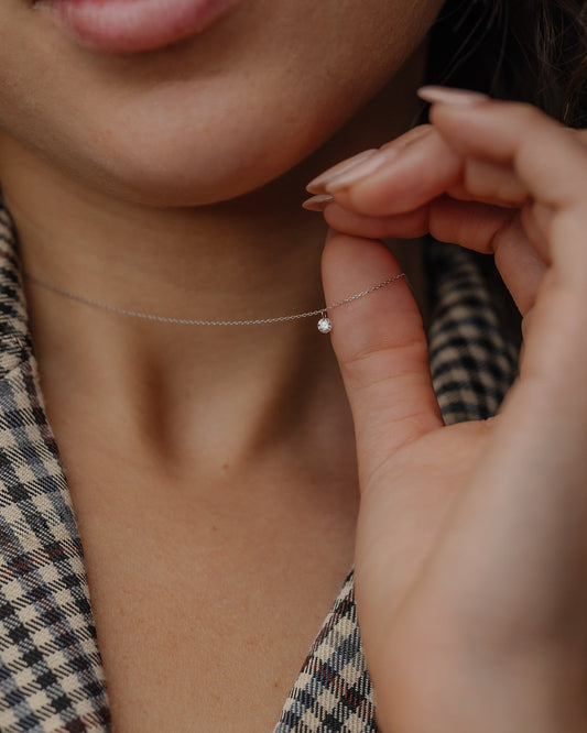 1 CT Round Cut Solitaire Moissanite Necklace