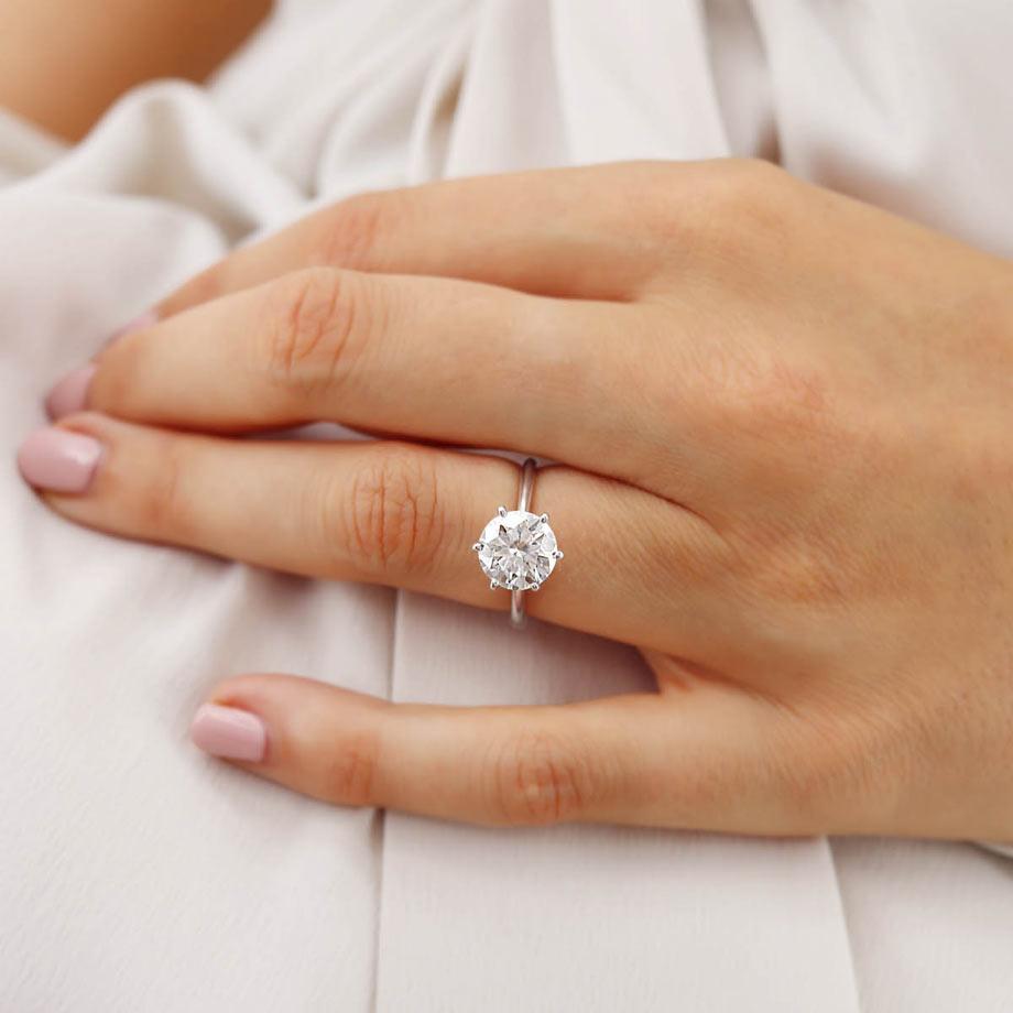 Round Solitaire Lab Grown Diamond Engagement Ring