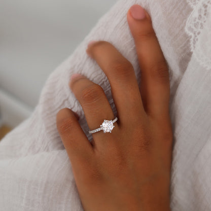 Round Pave Lab Grown Diamond Engagement Ring
