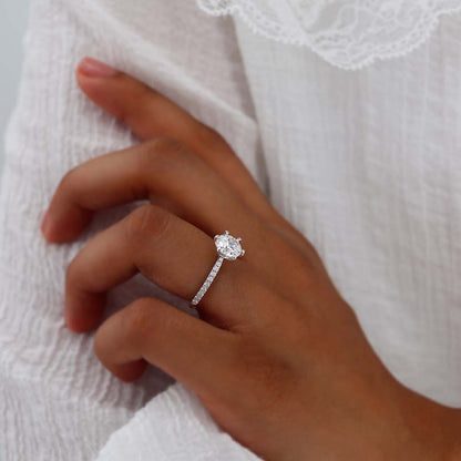 Round Pave Lab Grown Diamond Engagement Ring