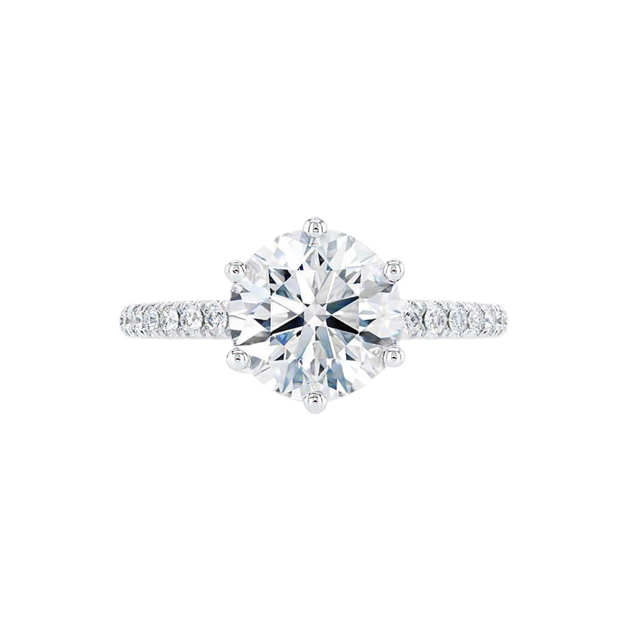 Round Pave Lab Grown Diamond Engagement Ring