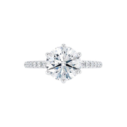 Round Pave Lab Grown Diamond Engagement Ring