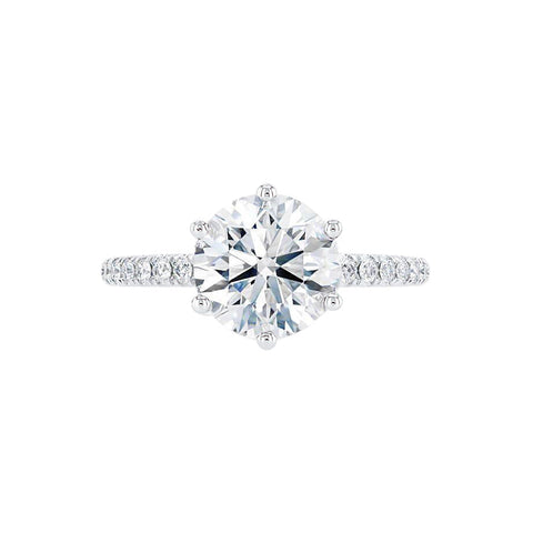 2.20 CT Round Shaped Moissanite Solitaire Pave Style Engagement Ring 4