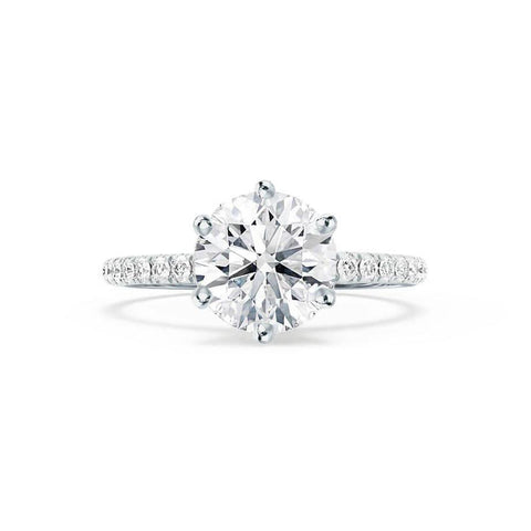 2.20 CT Round Shaped Moissanite Solitaire Pave Style Engagement Ring 6