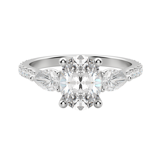 2.10 CT Oval Cut 3 Stone Moissanite Engagement Ring 4