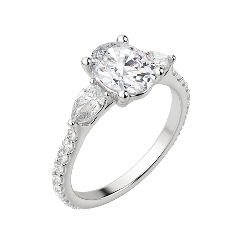 2.10 CT Oval Cut 3 Stone Moissanite Engagement Ring 5