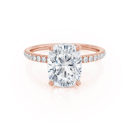 Elongated Cushion Hidden Halo & Pave Lab Grown Diamond Engagement Ring
