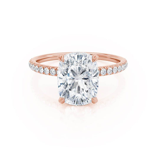 Elongated Cushion Hidden Halo & Pave Lab Grown Diamond Engagement Ring