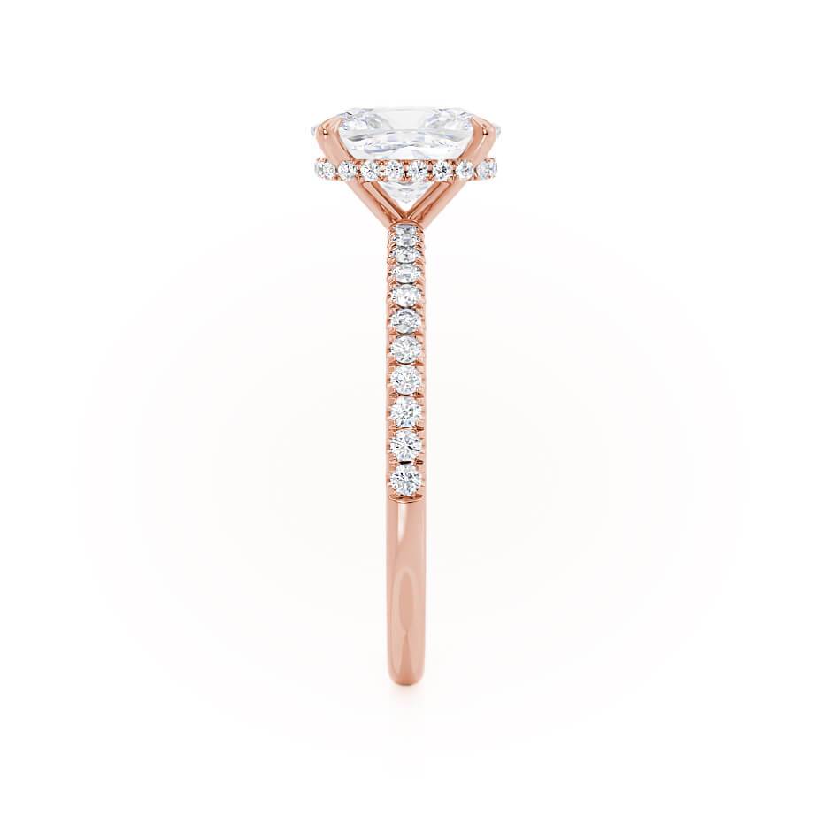 Elongated Cushion Hidden Halo & Pave Lab Grown Diamond Engagement Ring